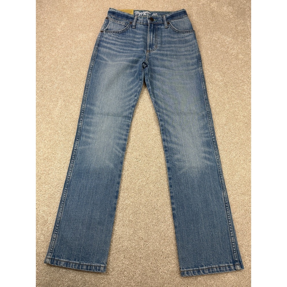 Wrangler RETRO Boys 14 Slim Straight Jeans Stretch Medium Wash Adjustable NWT